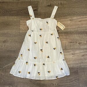 NWT Rewind Womens White Embroidered Sunflower Babydoll Sundress Size XS